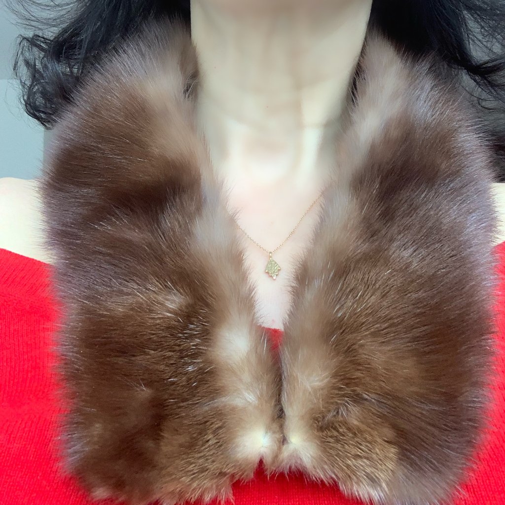 Fashionable Vintage Genuine Sable, Soft Fur Collar 26 Inch With Clasp Closure